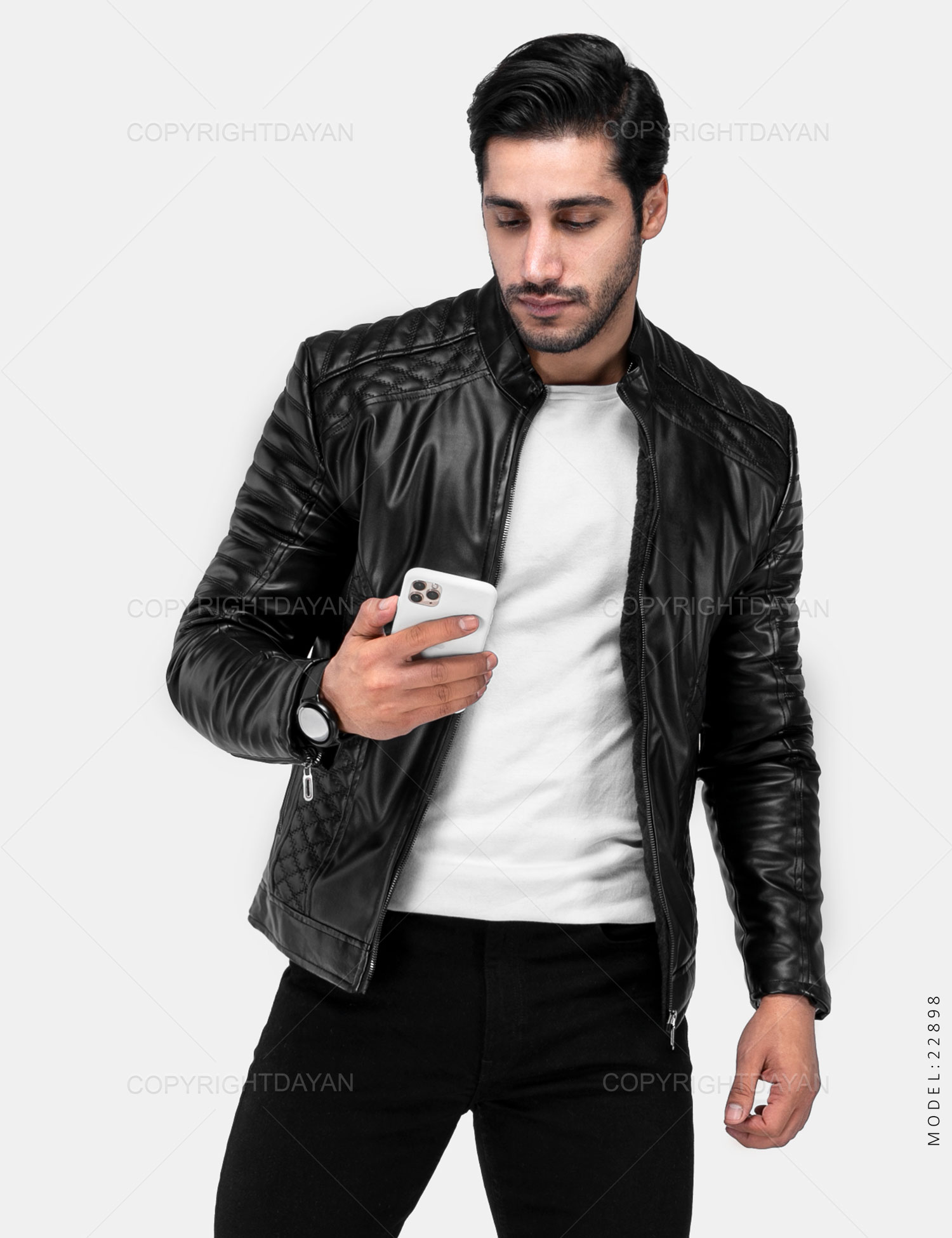 کاپشن چرمی مردانه Rayan مدل 22898