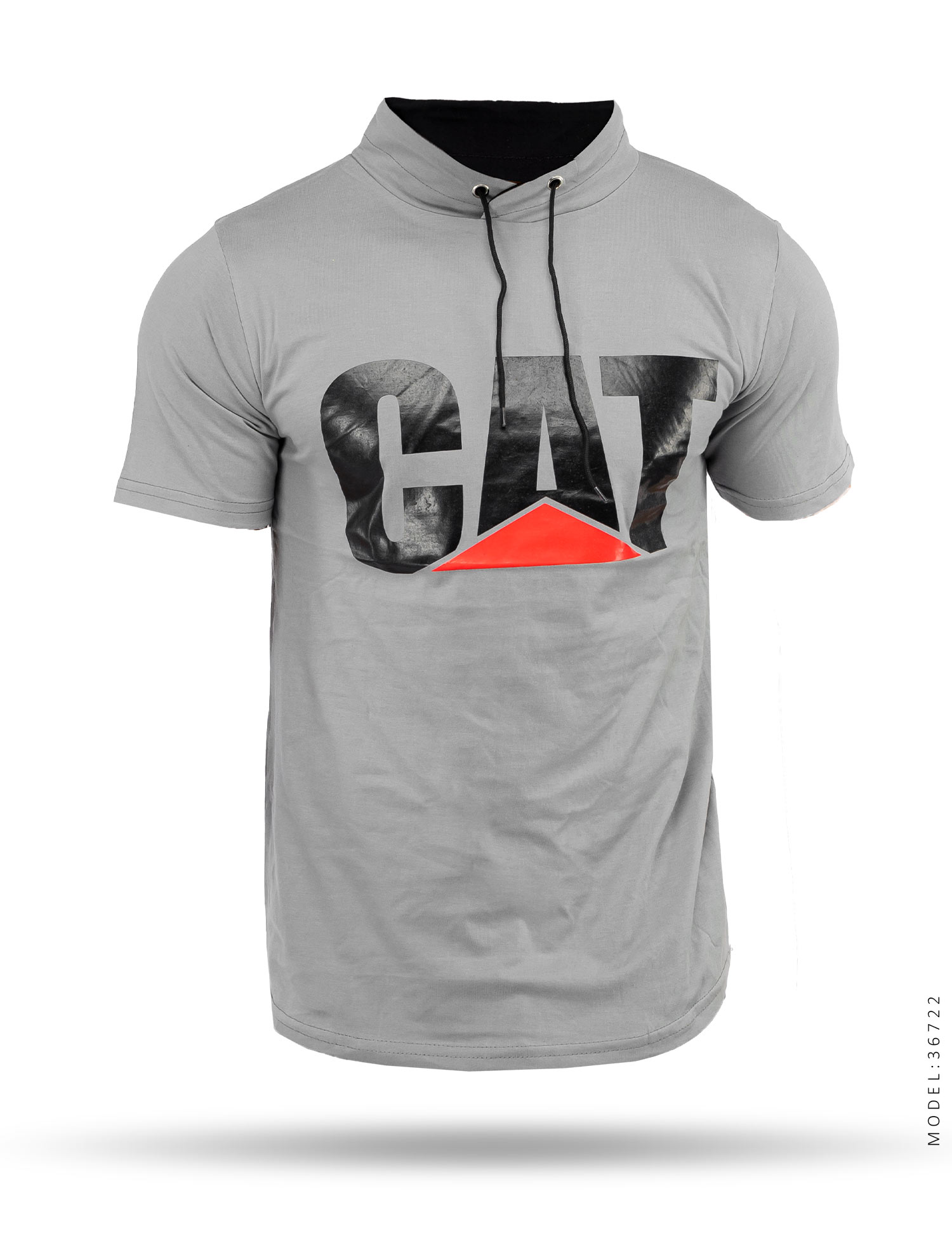 تیشرت مردانه یقه بنددار Cat مدل 36722