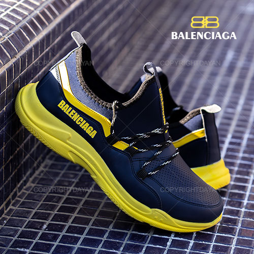 کفش مردانه Balenciaga مدل K 5085 (سرمه ای زرد)