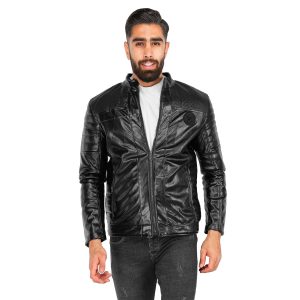 کاپشن چرم مصنوعی مردانه آستین زیپ دار Stark مدل 40069