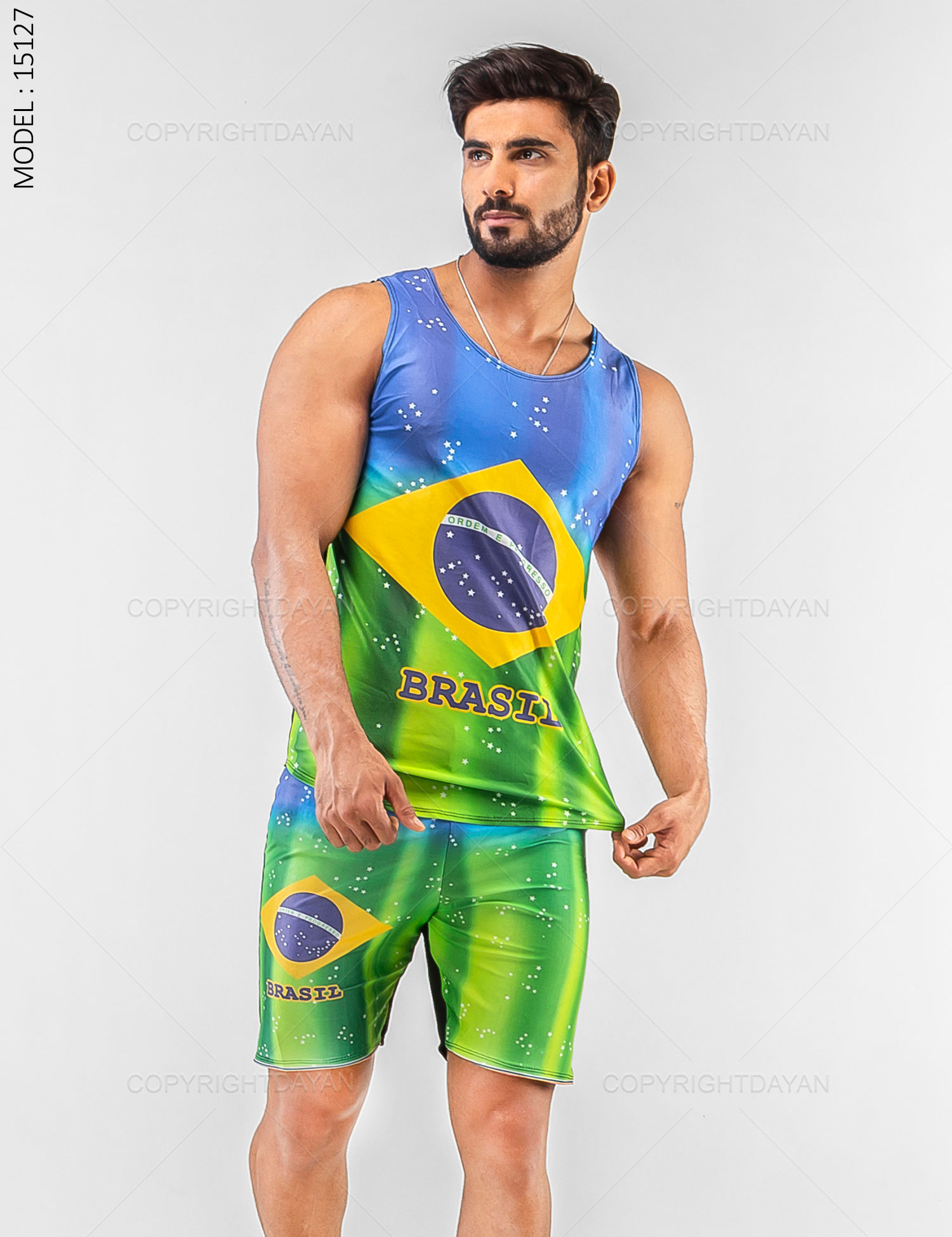 ست رکابی شلوارک مردانه Brazil مدل 15127