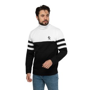 بافت مردانه یقه اسکی فری سایز طرحدار CK مدل 45898