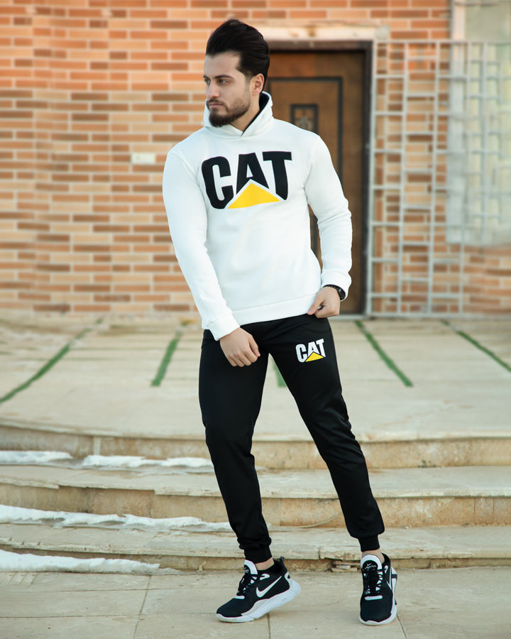 ست سویشرت شلوار مردانه مدل Cat سفید