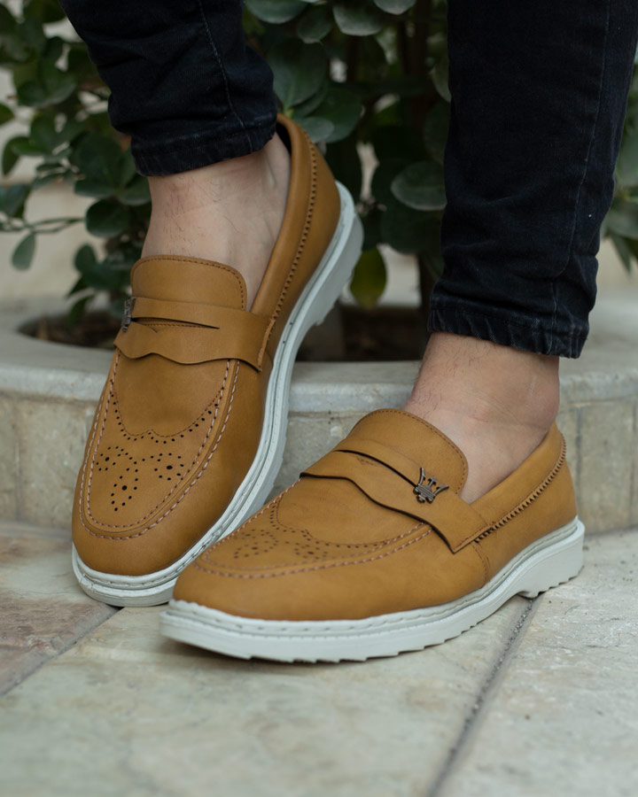 کفش کالج مردانه مدل Nervan خردلی