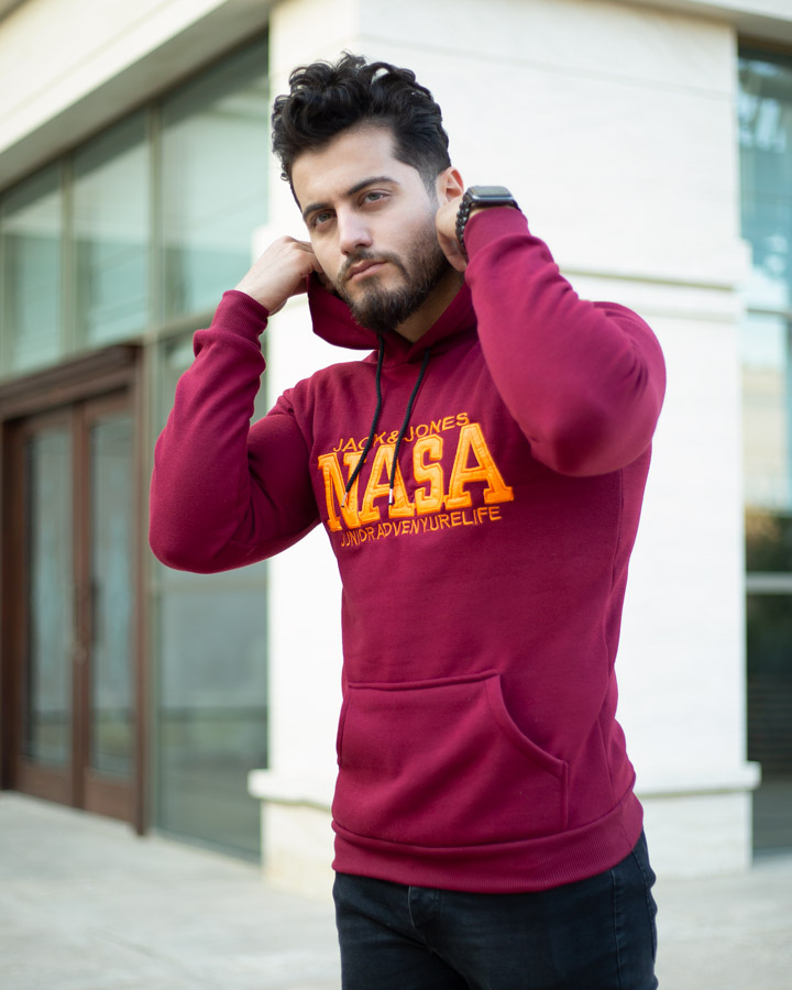 هودی مردانه Nasa مدل Jack زرشکی