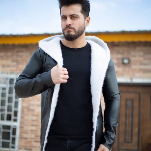 هودی چرم لبه خز مردانه مدل Noyan