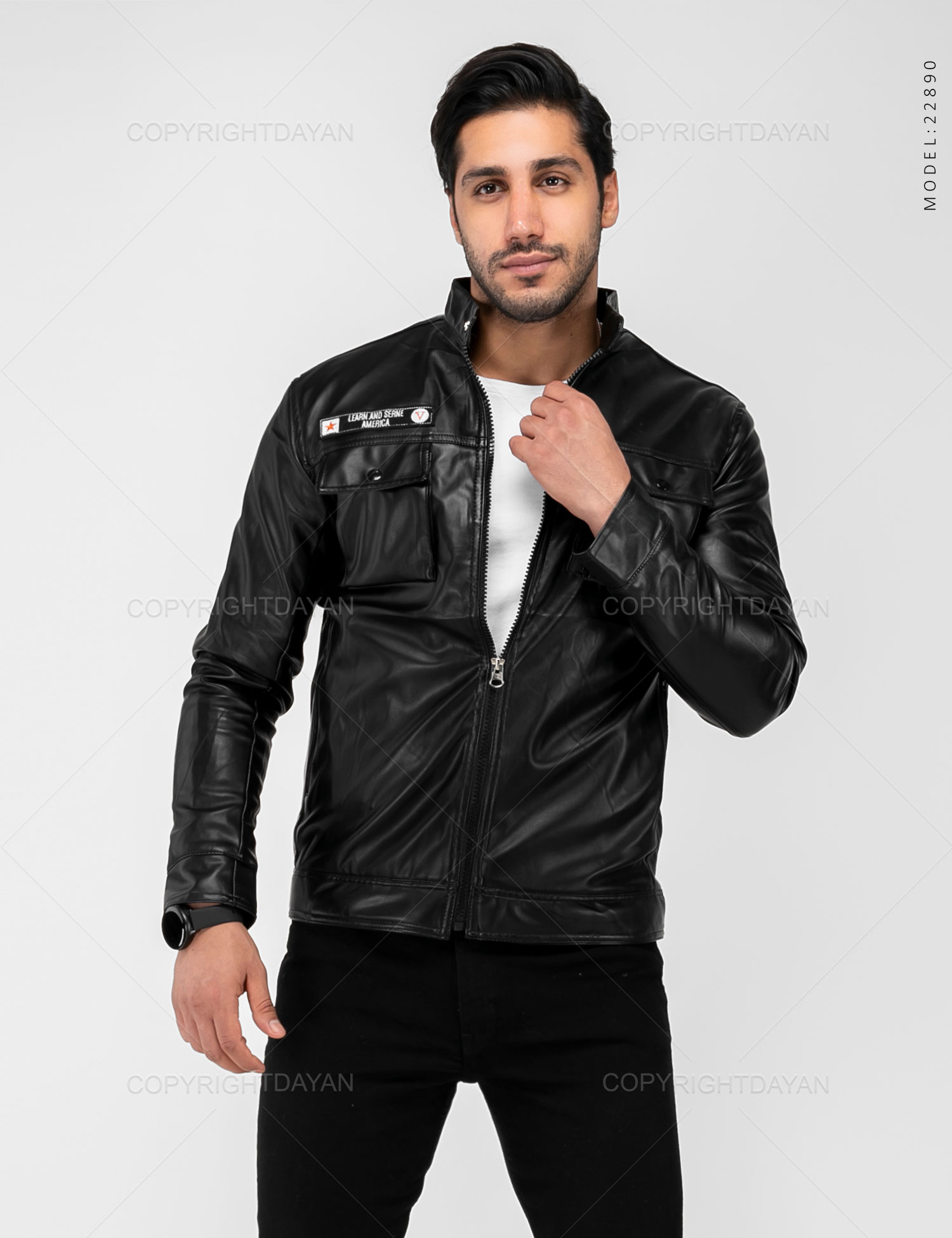 کاپشن چرمی مردانه Karen مدل 22890