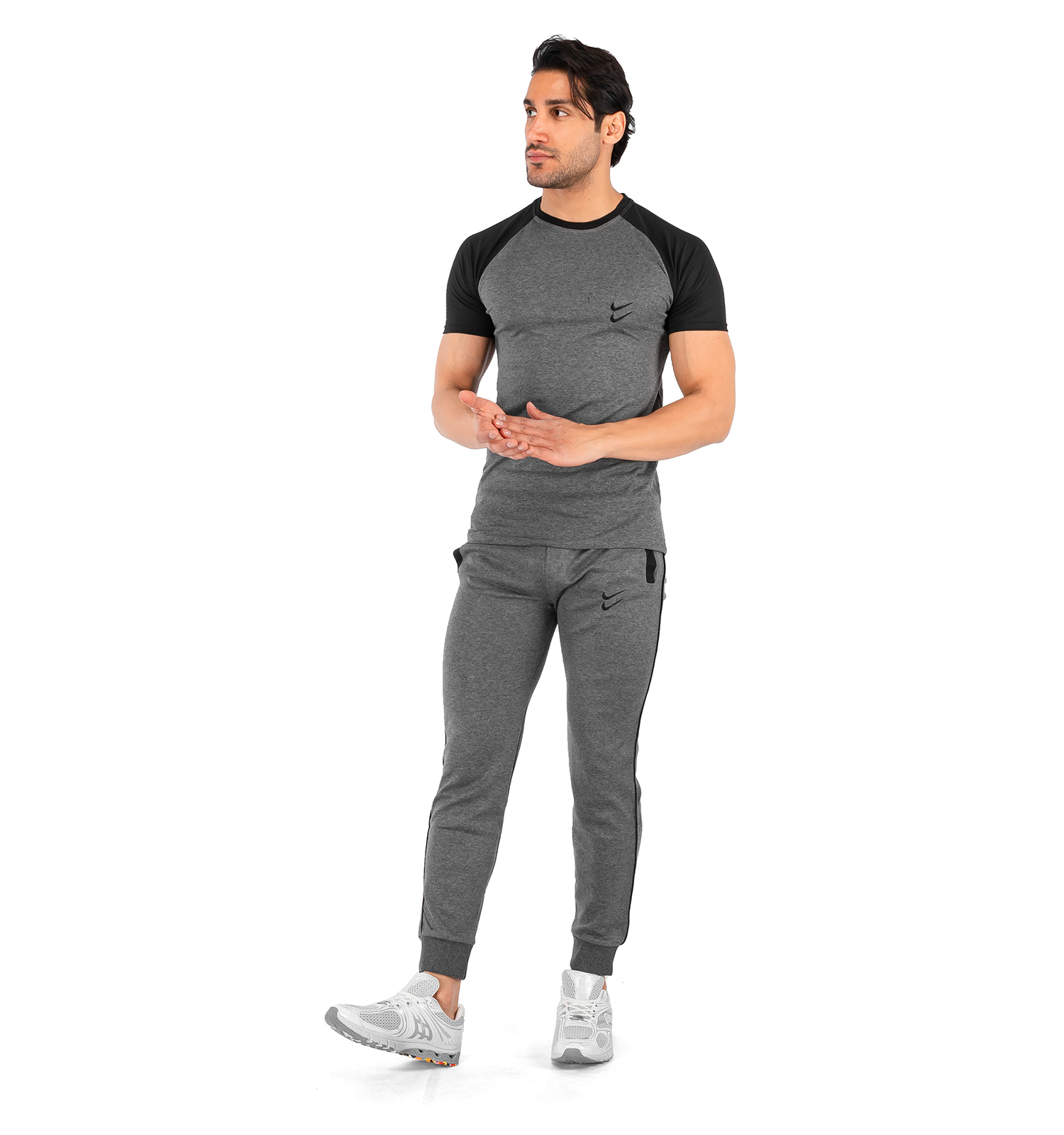 ست تیشرت شلوار مردانه آستین کوتاه Nike ساده یقه گرد مدل 43107