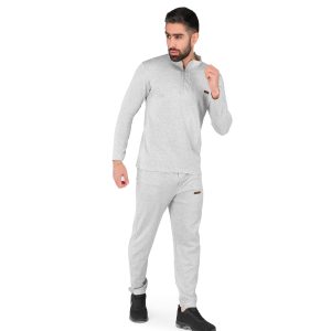 ست بلوز شلوار مردانه آستین بلند سفید ساده یقه ایستاده مدل 43597