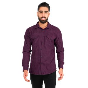 پیراهن مردانه دکمه دار مخمل کبریتی ساده Alma مدل 41225