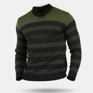پلیور بافت مردانه راه راه یقه گرد Carlo مدل 33363