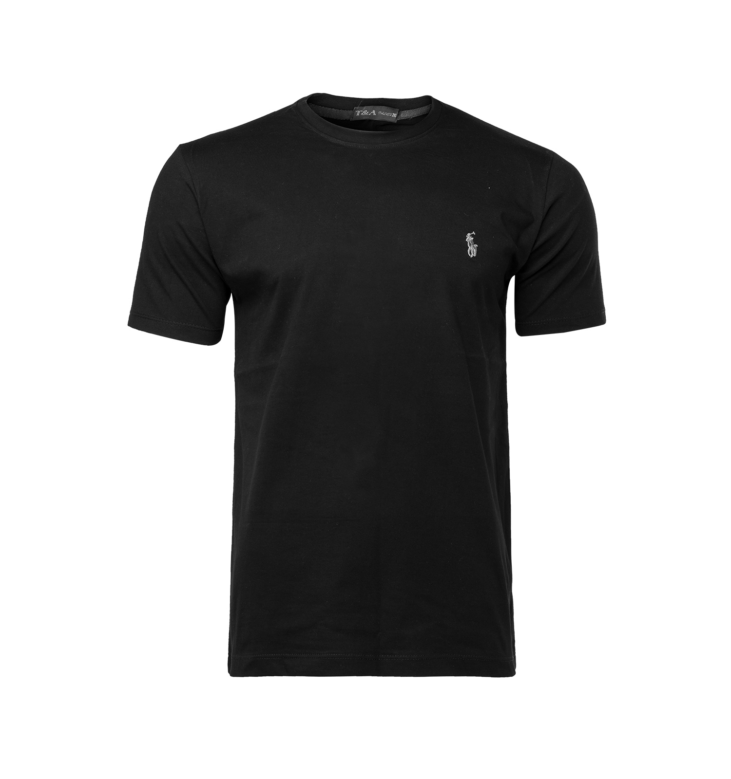 تیشرت Polo یقه گرد مردانه مشکی پنبه ساده مدل 45427