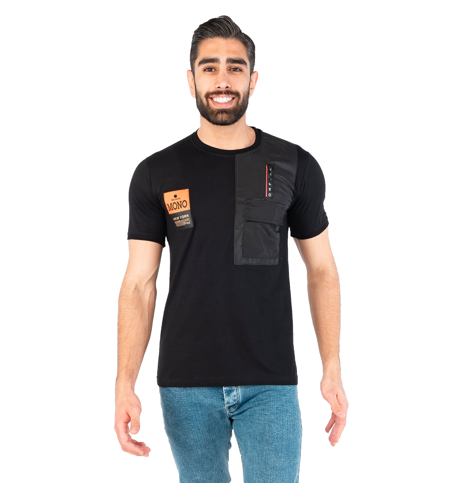 تیشرت یقه گرد مردانه مشکی مدل 44375