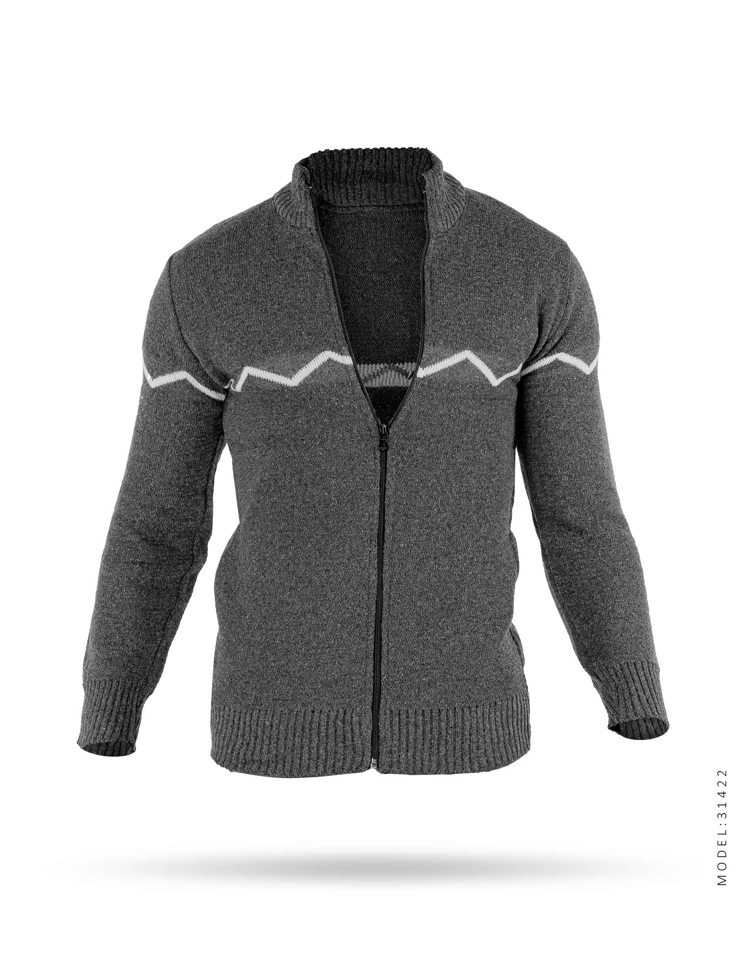 ژاکت بافت مردانه زیپ دار یقه ایستاده Lima مدل 31422