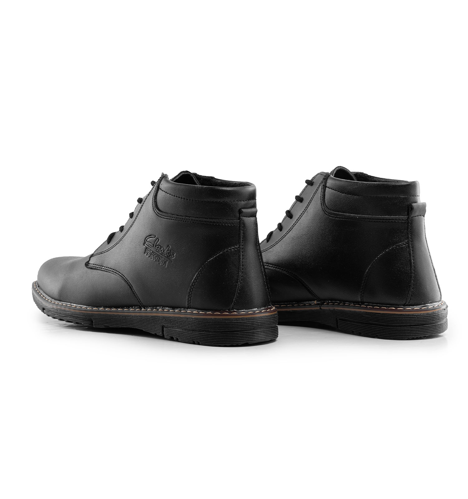 نیم بوت چرم مصنوعی مردانه مشکی Clarks بنددار مدل 39257