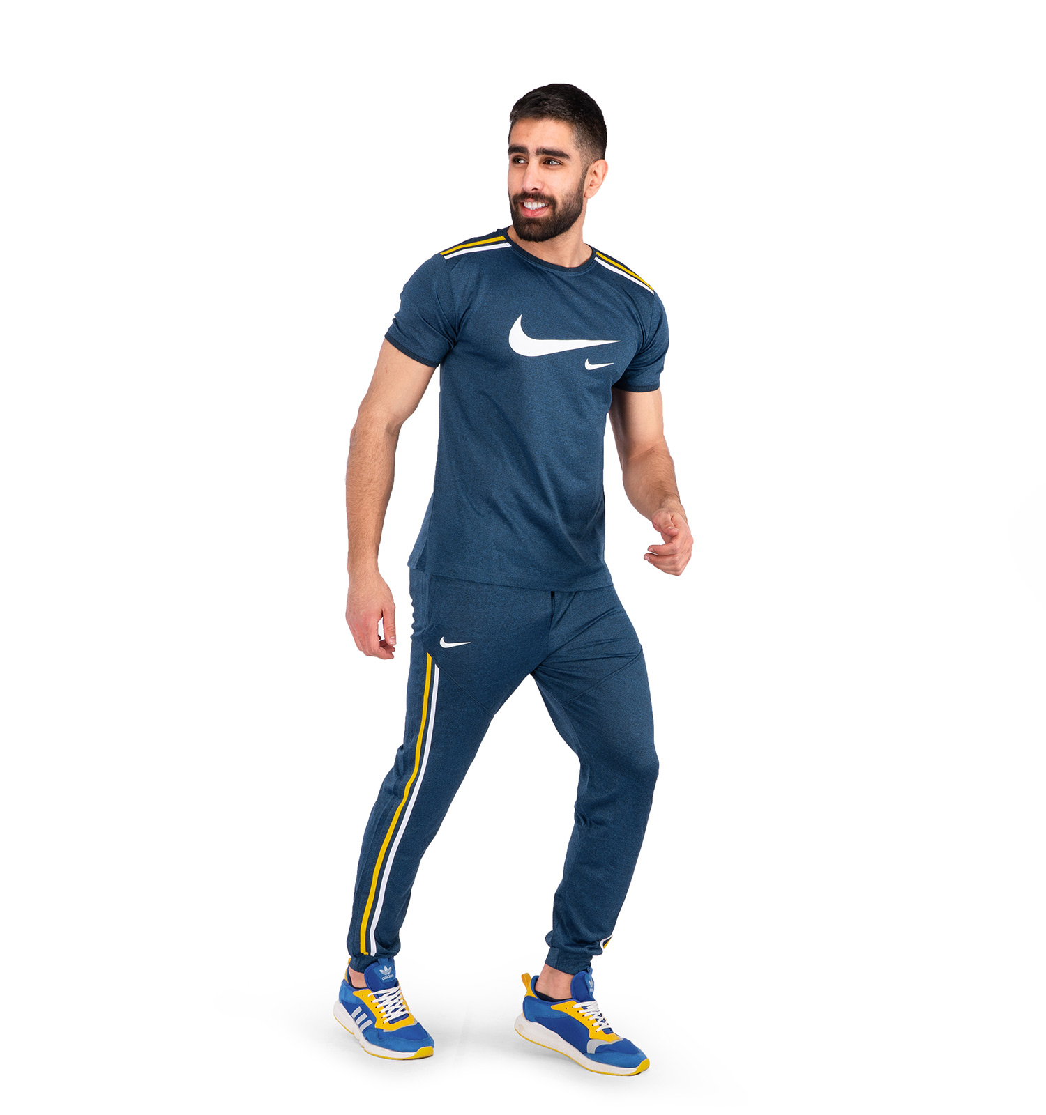 ست تیشرت شلوار مردانه آستین کوتاه Nike ساده یقه گرد مدل 43070
