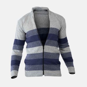 ژاکت بافت مردانه زیپ دار یقه ایستاده Kiyan مدل 33380