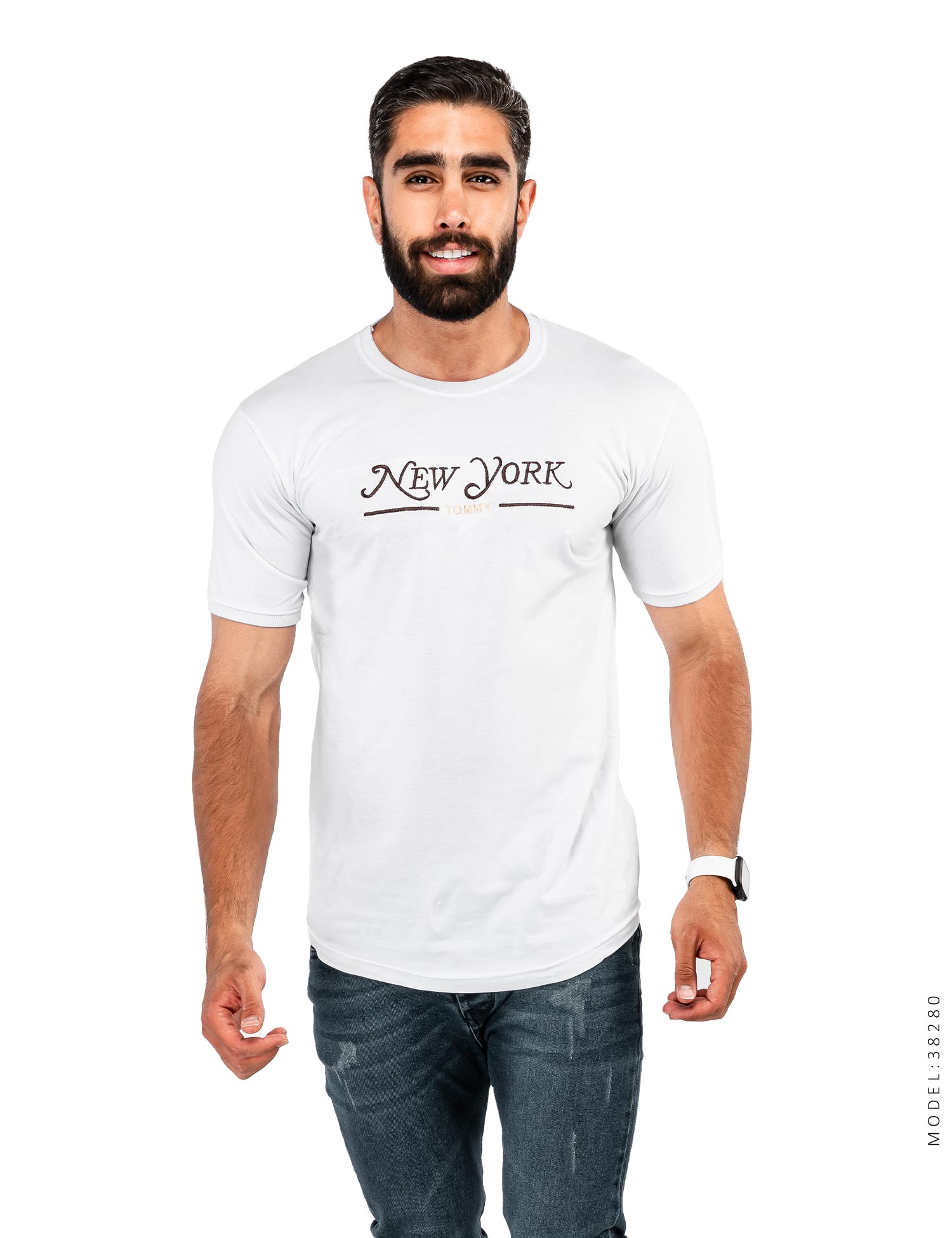 تیشرت مردانه یقه گرد New York مدل 38280