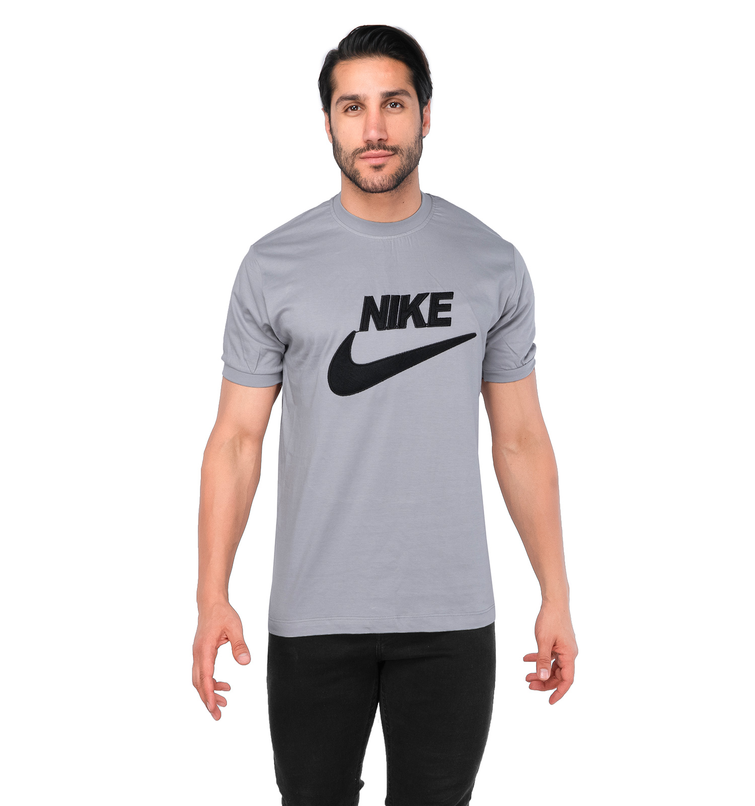 تیشرت Nike یقه گرد مردانه طوسی پنبه ساده مدل 44727