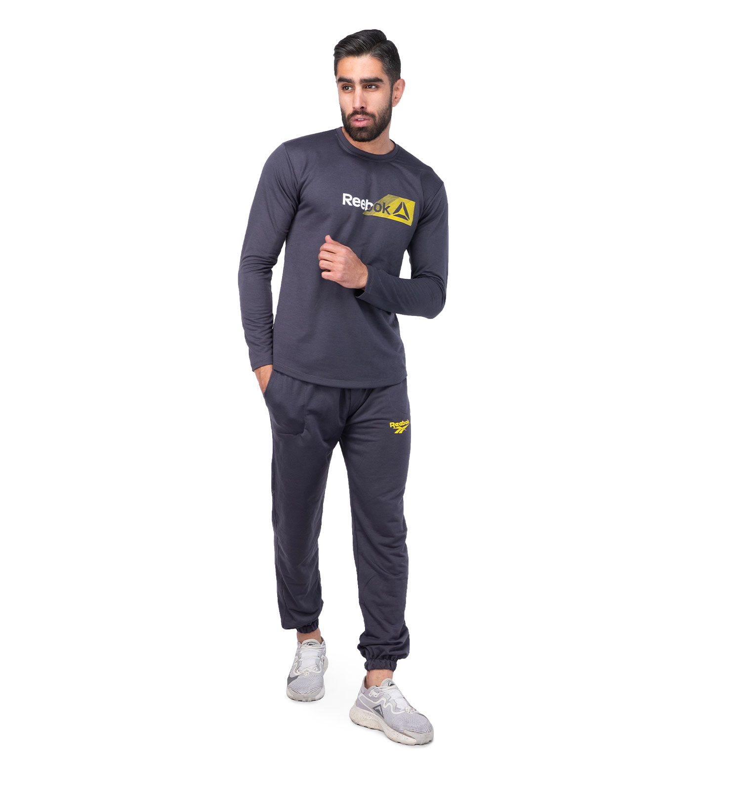 ست بلوز شلوار مردانه طوسی Reebok یقه گرد مدل 44741