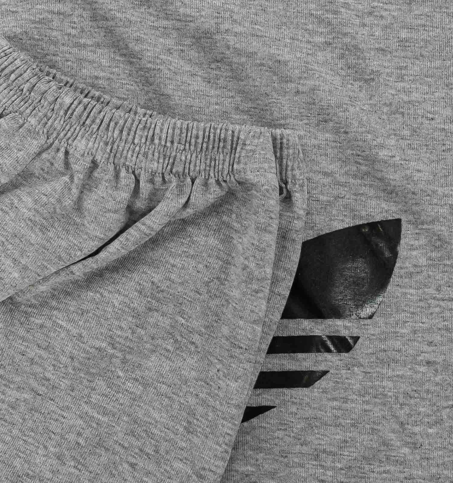 ست رکابی شلوارک مردانه آستین حلقه ای طوسی Adidas ساده یقه گرد مدل 44160