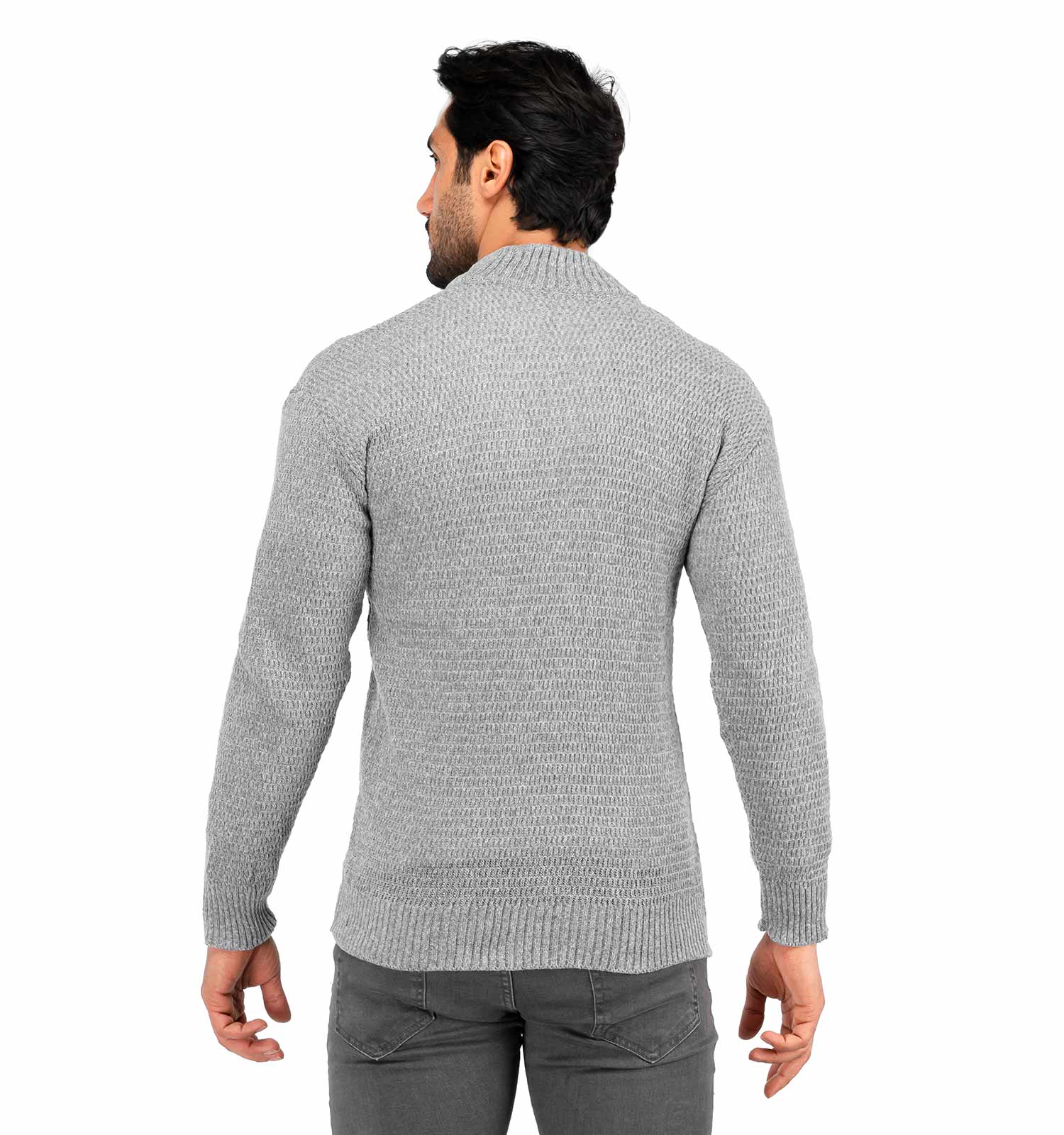 ژاکت بافت مردانه زیپ دار یقه ایستاده فری سایز ساده Lima مدل 40292
