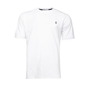 تیشرت Polo یقه گرد مردانه سفید پنبه طرحدار مدل 45224