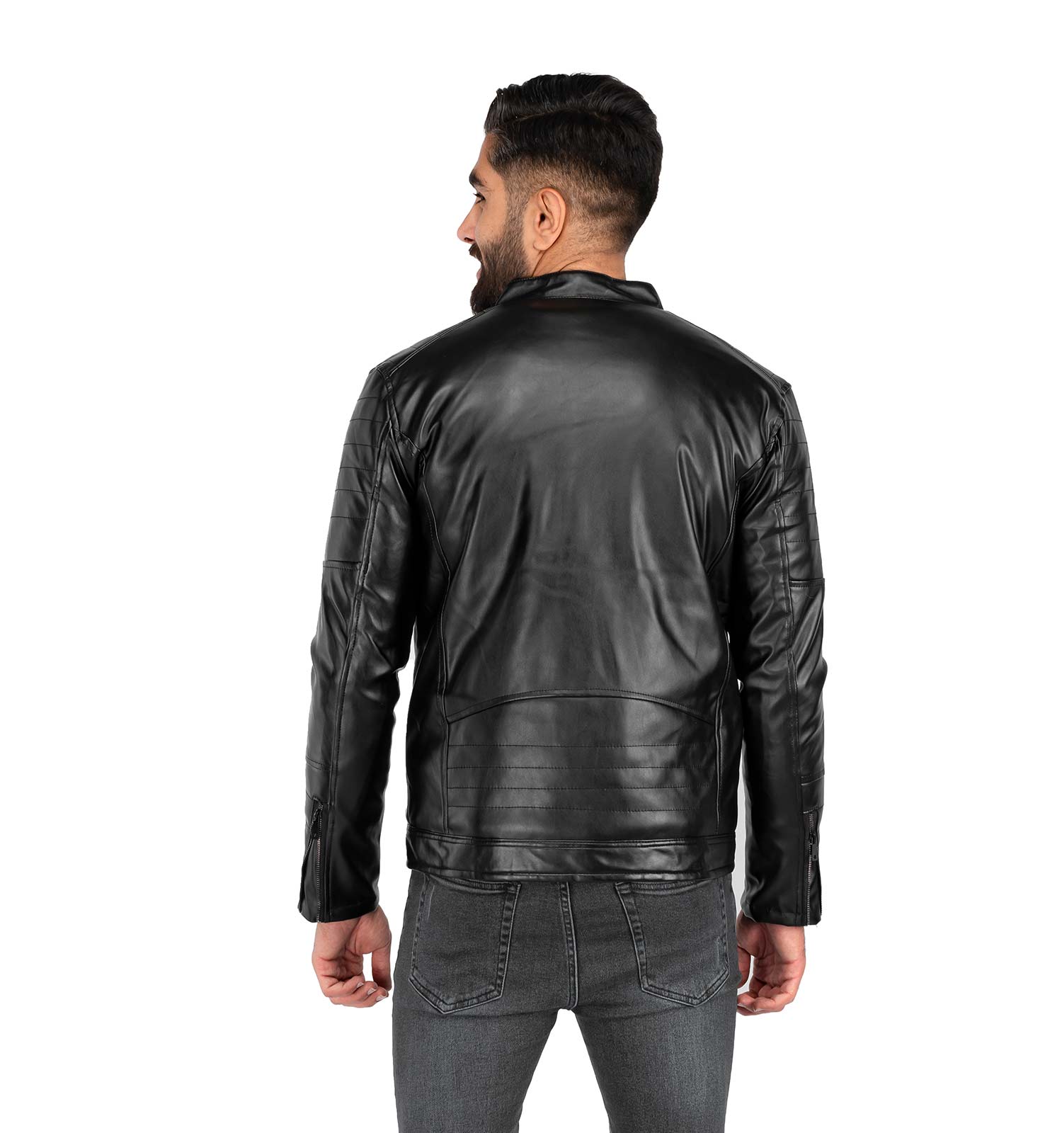 کاپشن چرم مردانه آستین زیپ دار Stark مدل 39851