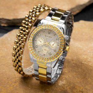 ساعت مچی مردانه عقربه ای نگین دار Rolex مدل 40852