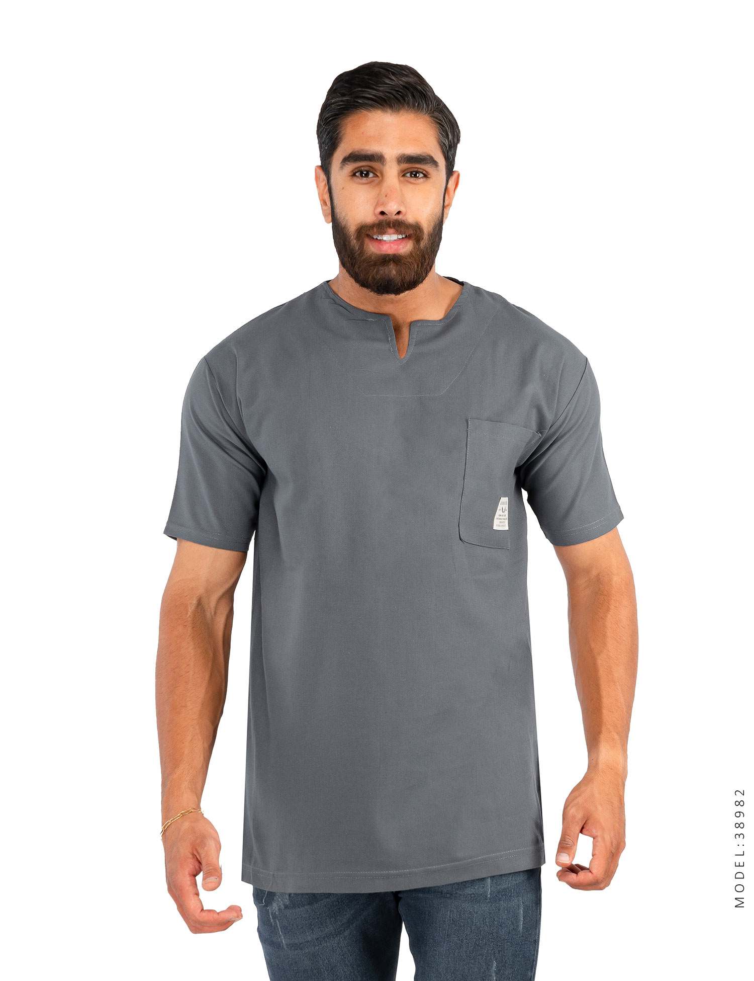 تیشرت مردانه یقه کوبایی Alma مدل 38982