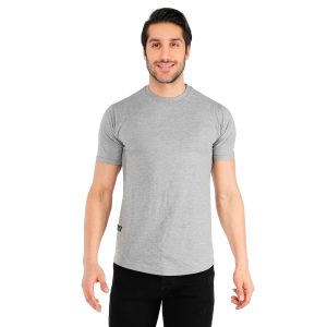 تیشرت یقه گرد مردانه طوسی روشن ساده مدل 42262