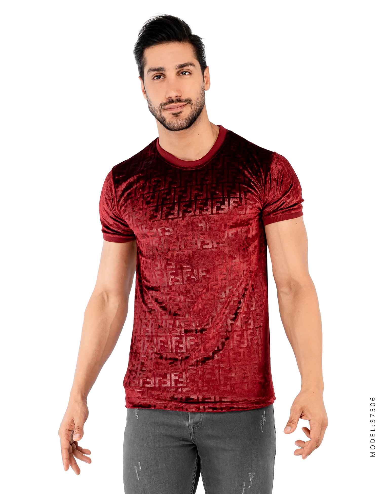 تیشرت مردانه مخمل طرحدار Fendi مدل 37506