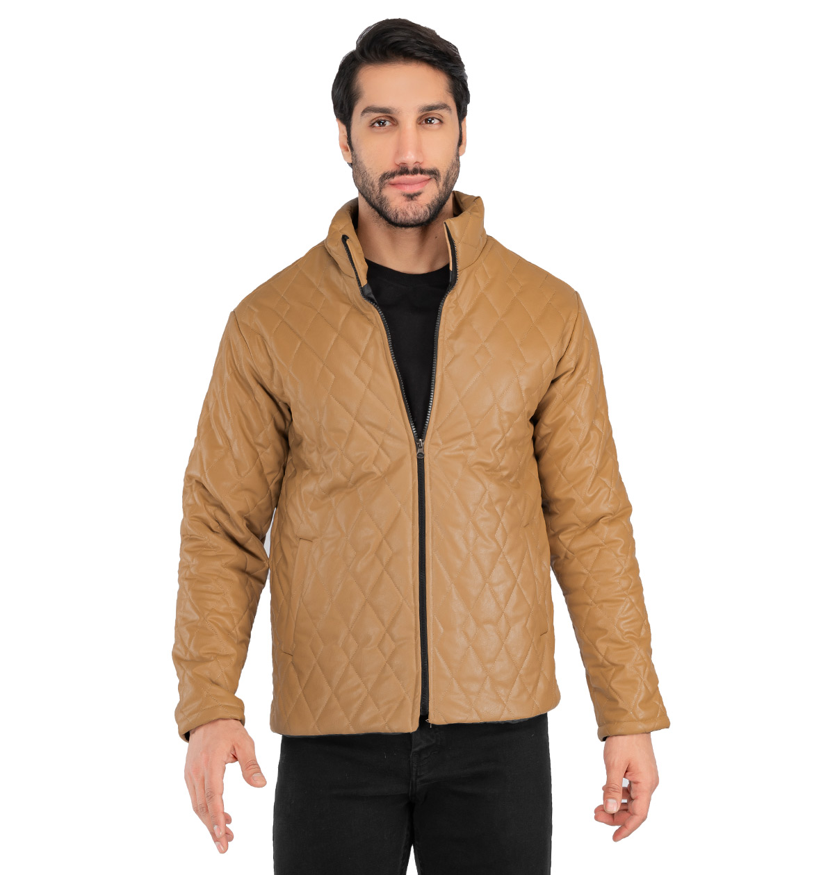 کاپشن چرم مصنوعی مردانه اسپرت طرحدار Stark مدل 40836
