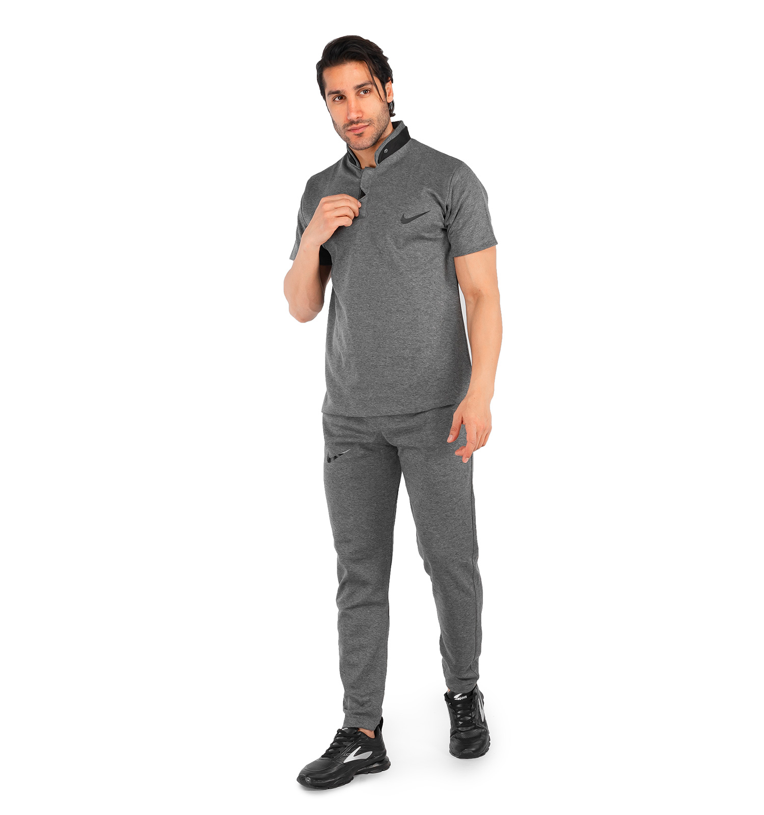 ست تیشرت شلوار مردانه آستین کوتاه Nike ساده یقه مدل 43187
