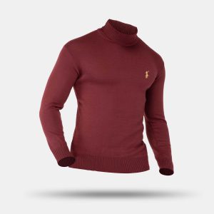 پلیور بافت مردانه یقه اسکی زرشکی Polo مدل 32598