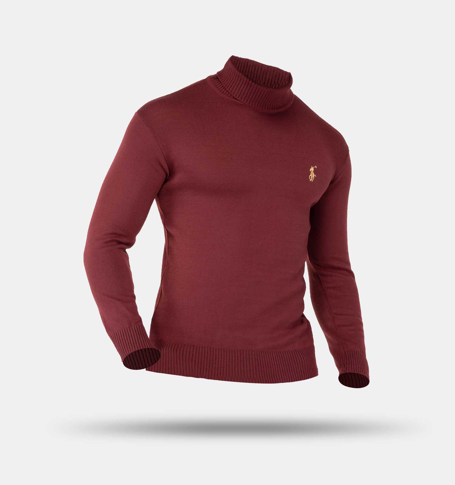 پلیور بافت مردانه یقه اسکی زرشکی Polo مدل 32598