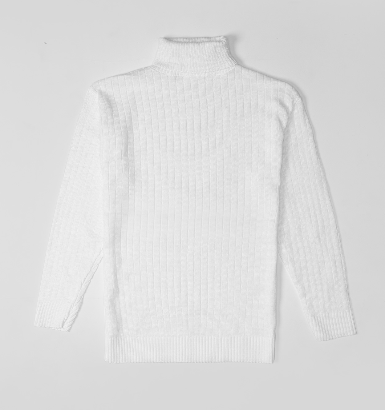 تونیک بافت زنانه آستین بلند یقه اسکی سفید فری سایز مدل 45668