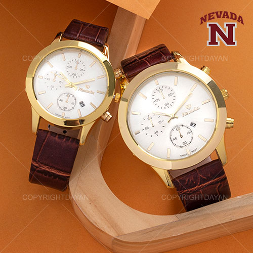 ست ساعت مردانه زنانه Nevada مدل W 9957 (قهوه ای)