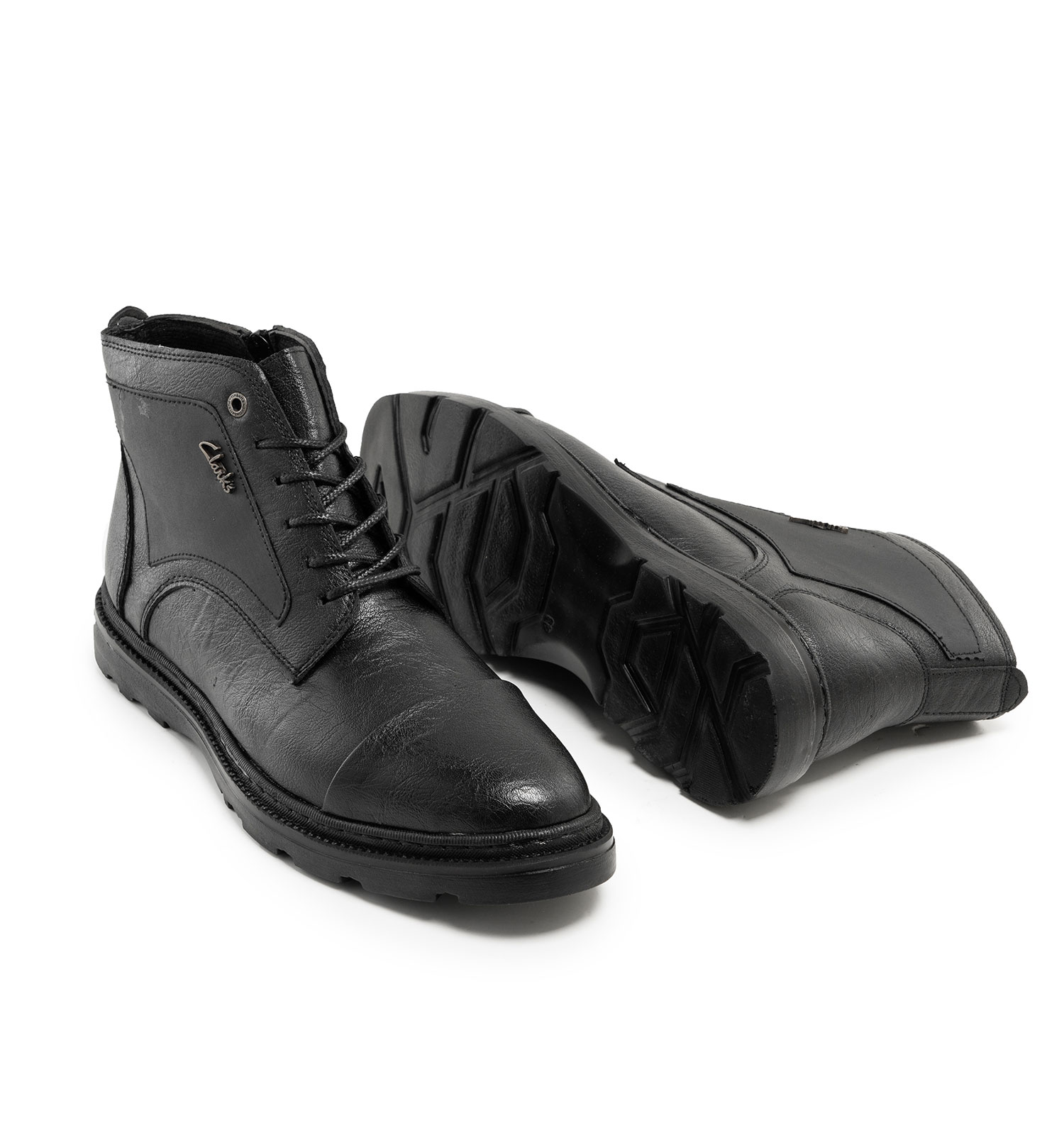 کفش ساقدار مردانه مشکی Clarks زیپ دار مدل 45370
