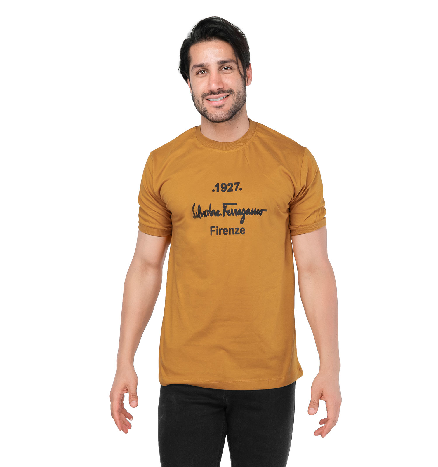 تیشرت Ferragamo یقه گرد مردانه پنبه ساده مدل 44718