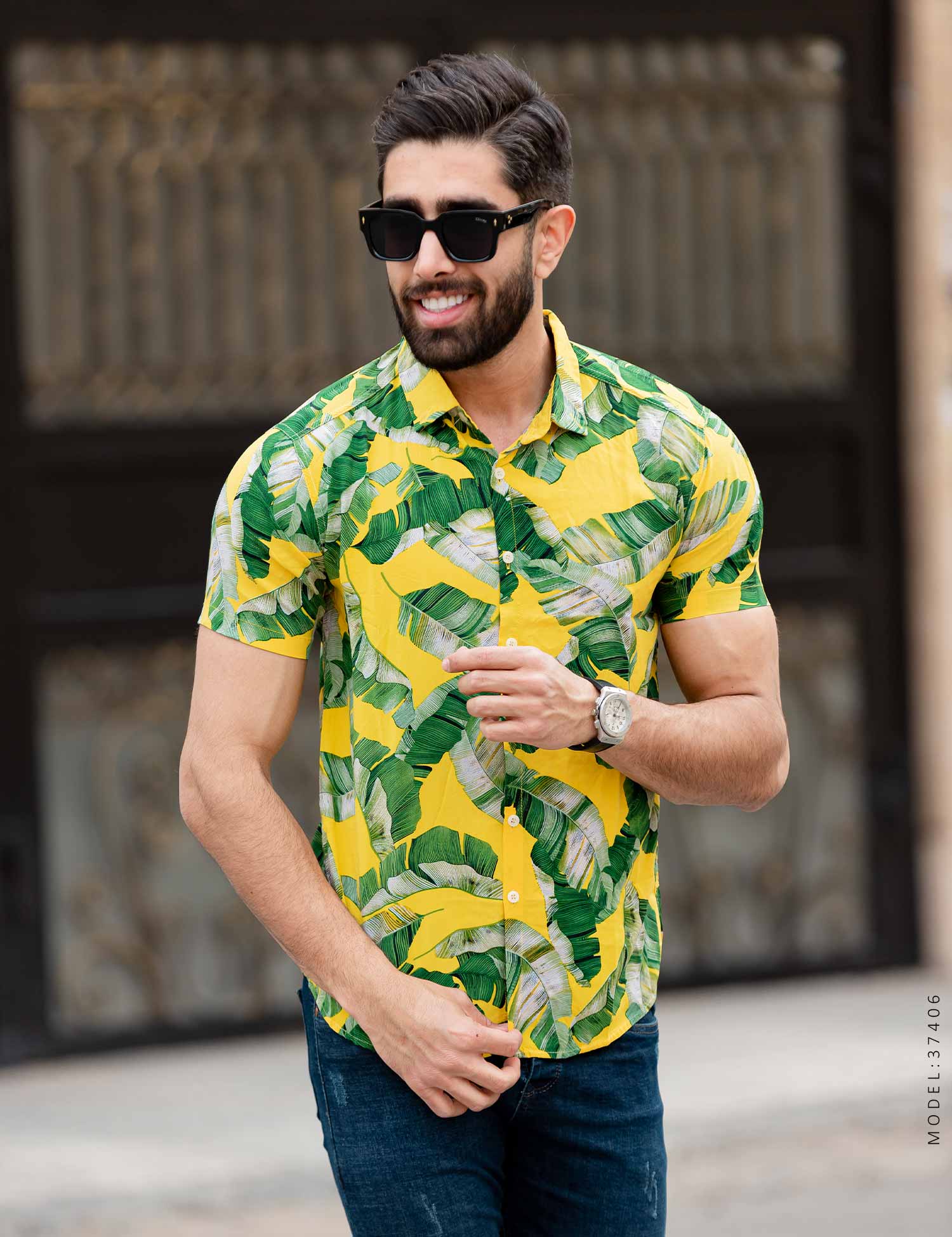 پیراهن مردانه هاوایی Kiyan مدل 37406