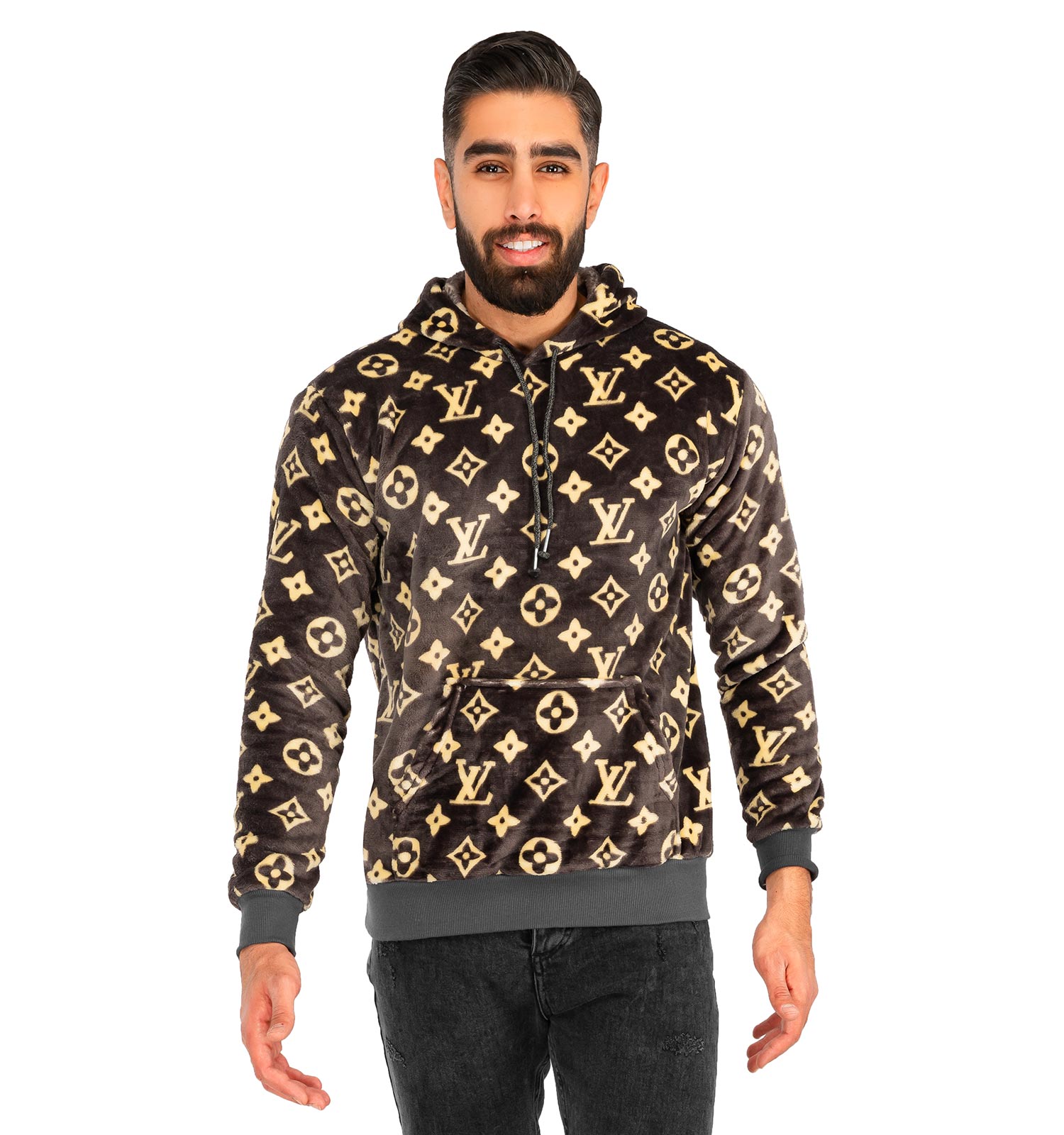 هودی مردانه کلاهدار طرحدار LOUIS VUITTON مدل 41019