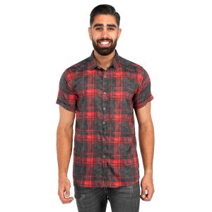پیراهن مردانه آستین کوتاه چهارخانه Denver مدل 39785