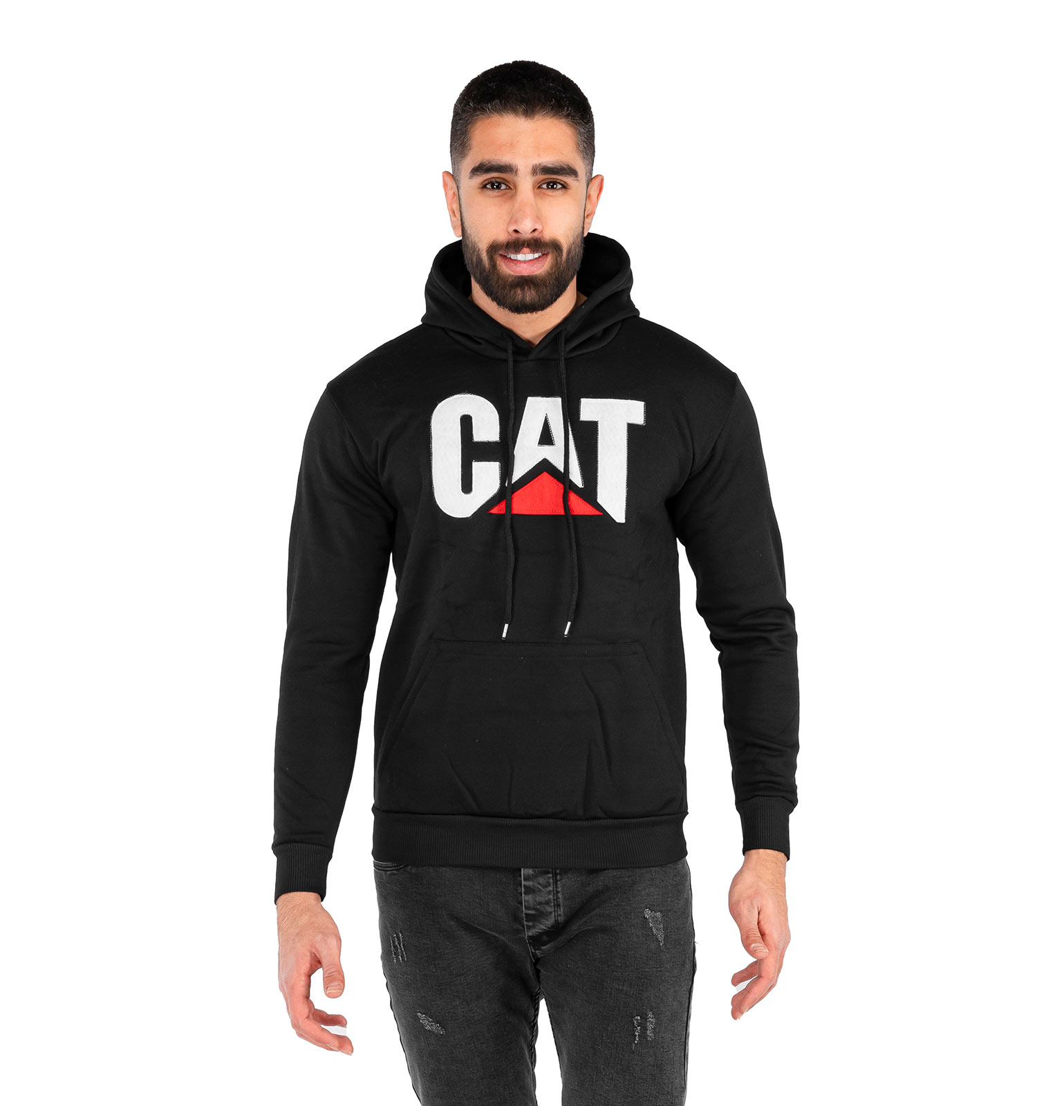 هودی کلاهدار مردانه مشکی Cat مدل 41810