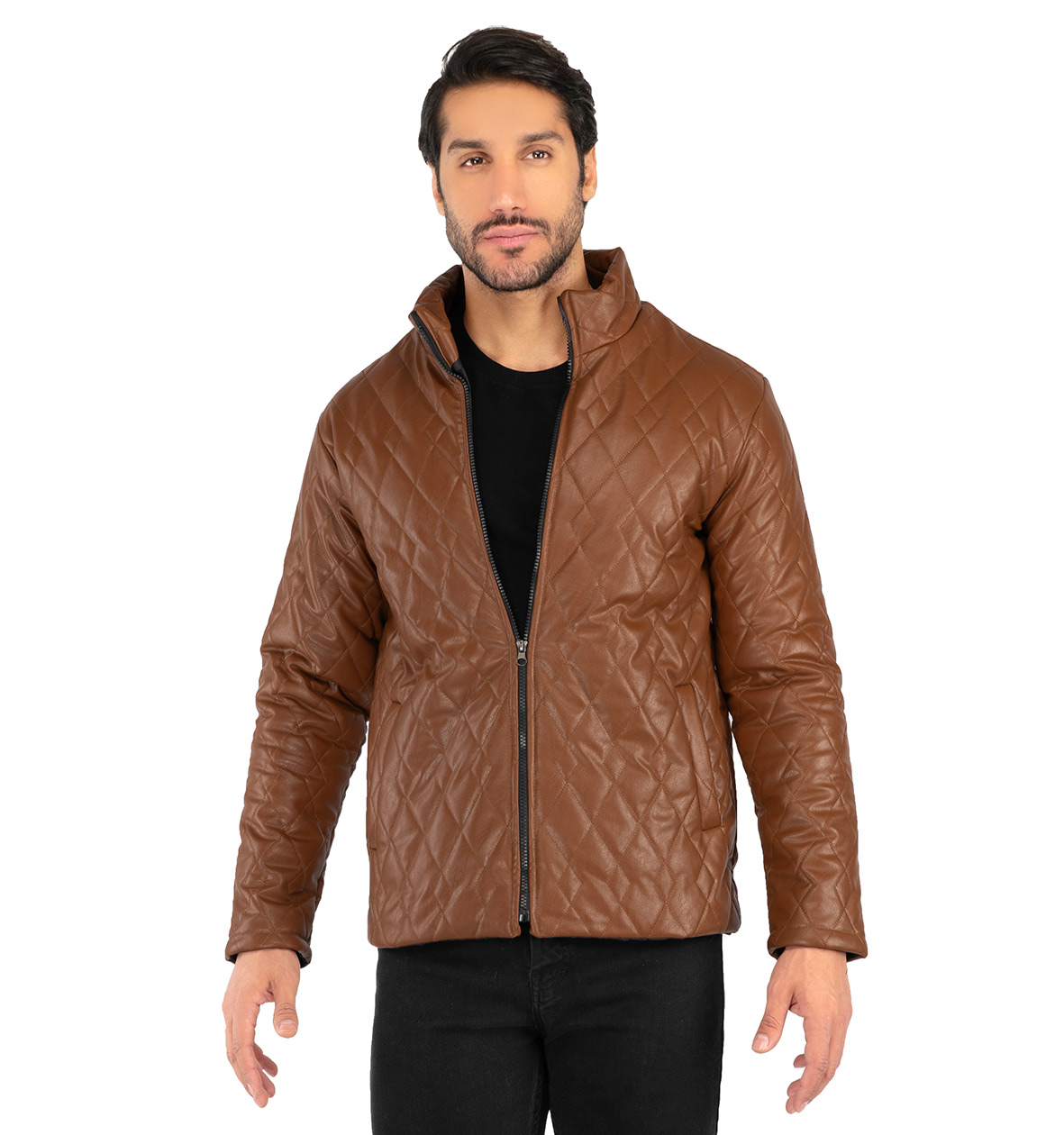 کاپشن چرم مصنوعی مردانه اسپرت طرحدار Stark مدل 40834