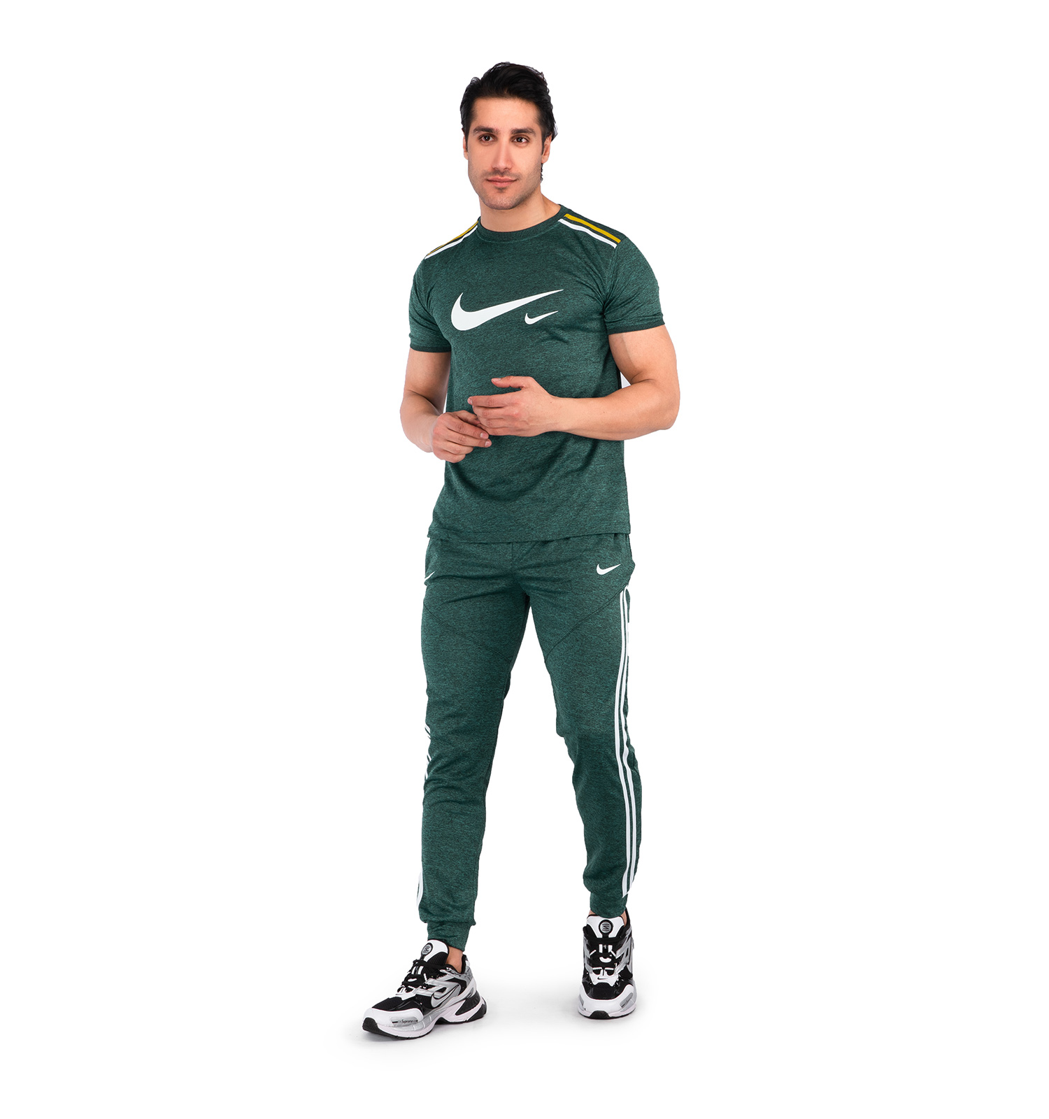ست تیشرت شلوار مردانه آستین کوتاه Nike ساده یقه گرد مدل 43069