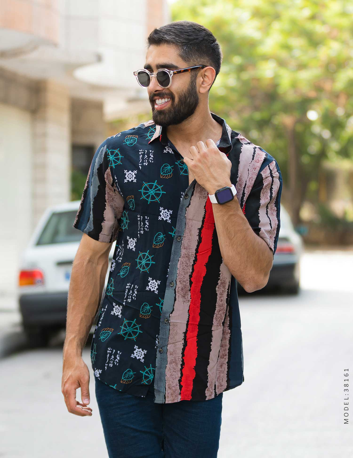 پیراهن مردانه هاوایی Alma مدل 38161