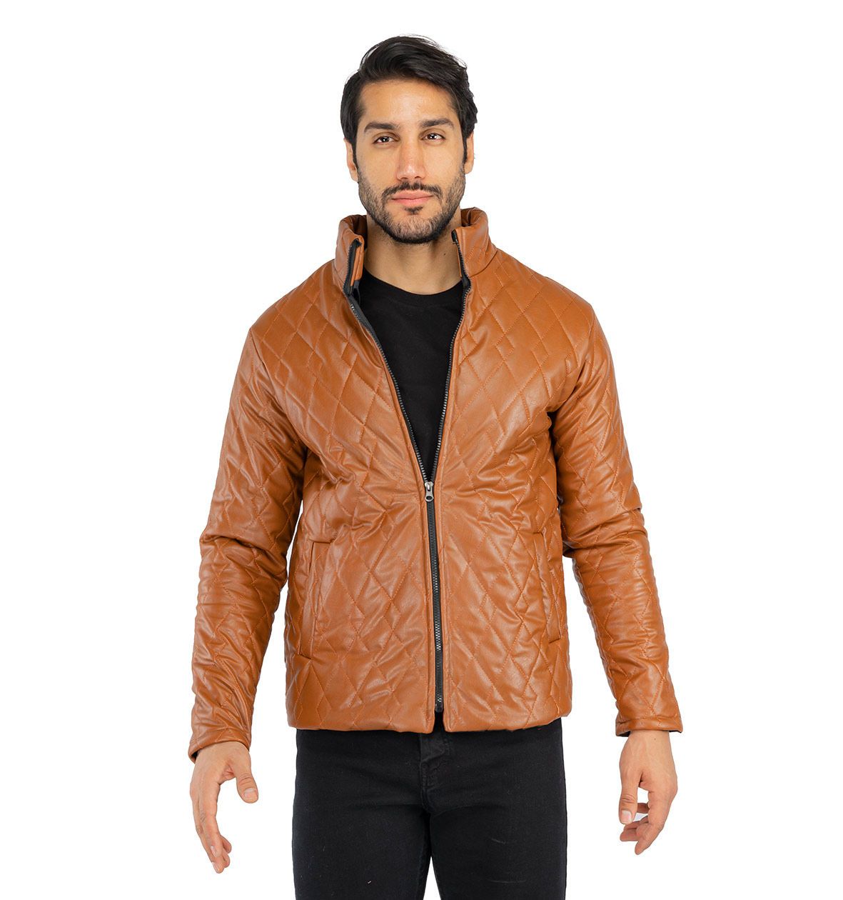 کاپشن چرم مصنوعی مردانه اسپرت طرحدار Stark مدل 40835