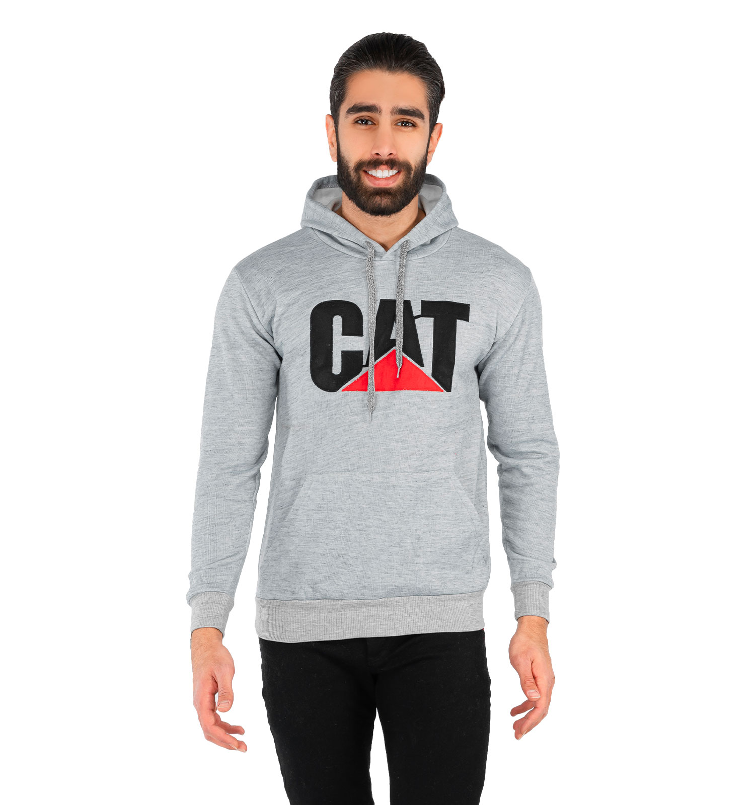 هودی کلاهدار مردانه طوسی روشن Cat مدل 41846