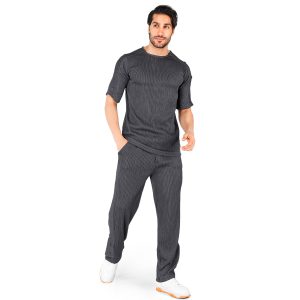 ست تیشرت شلوار مردانه آستین سه ربع ساده یقه گرد مدل 43793
